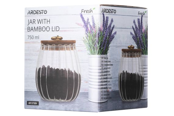 Банка для зберігання ARDESTO Fresh Vintage, 750мл, скло, бамбук, прозорий (AR1375BV) | Зображення 3