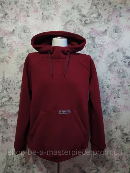 Худі чоловічий бордовий теплий зимовий толстовка з капюшоном футер тринитка з начосом 68