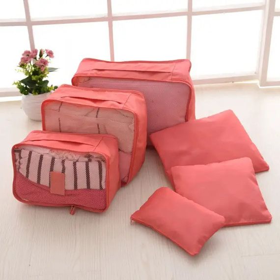 Набор дорожных органайзеров для вещей 6 шт. Цвет: розовый LT-83 | Зображення 1