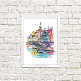 Постер в рамке Город 21x30 см, A4 (WMT4_ART039_WH)