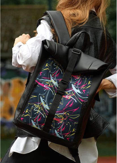 Жіночий рюкзак Sambag ROLLTOP ONE ABSTRACT чорний 41 x 30 x 16 см (24208710) | Зображення 3