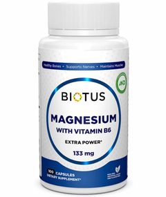 Микроэлемент Магний Biotus Magnesium with Vitamin B6 100 Caps BIO-530197