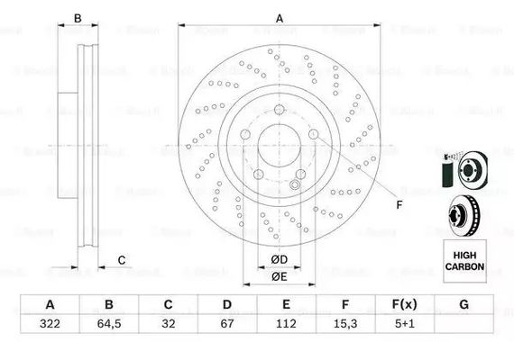 Диск гальмівний MERCEDES-BENZ E-CLASS, BOSCH (0986479408) | Зображення 4