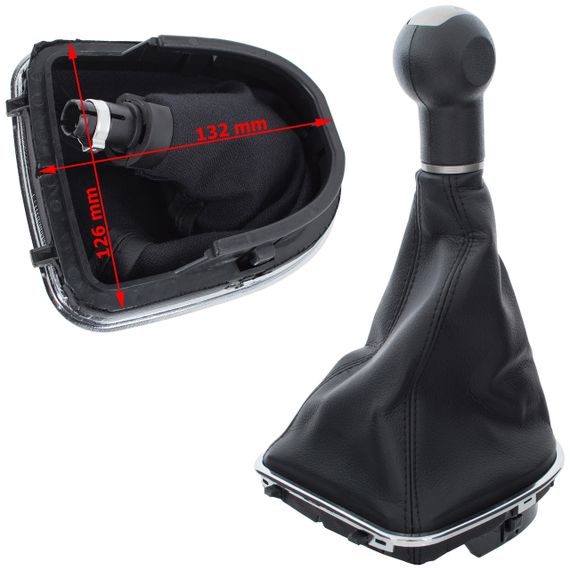 Seat Altea (від 2004-) ручка КПП перемикання передач чорно-бежева + чохол + рамка хром 6 ступка, Сеат Алтея | Зображення 1