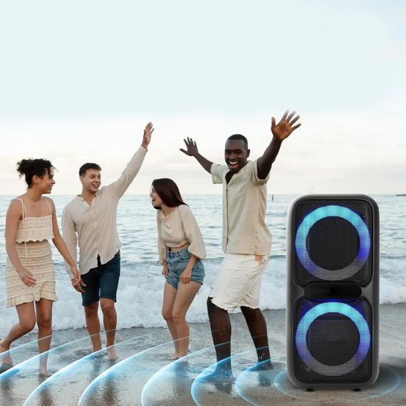 Автономная колонка с двумя микрофонами ZXX-7575, Колонка музыкальная с подсветкой bluetooth VD-22 | Зображення 2