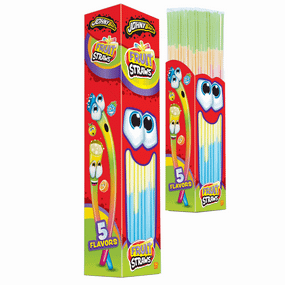 Трубочка для пиття з кислою пудрою JOHNY BEE Fruit Straws ВЕЛИКА 150 шт.