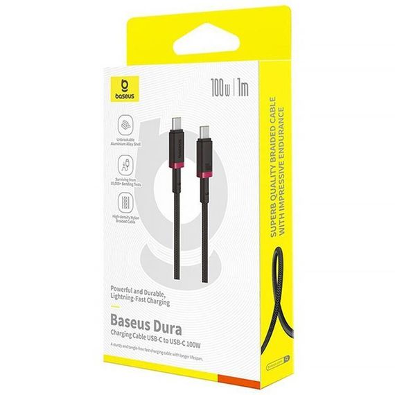 Дата кабель Baseus Dura Series Fast Charging Type-C to Type-C 100W (1m) (P10377803U01) Red / Black | Зображення 2