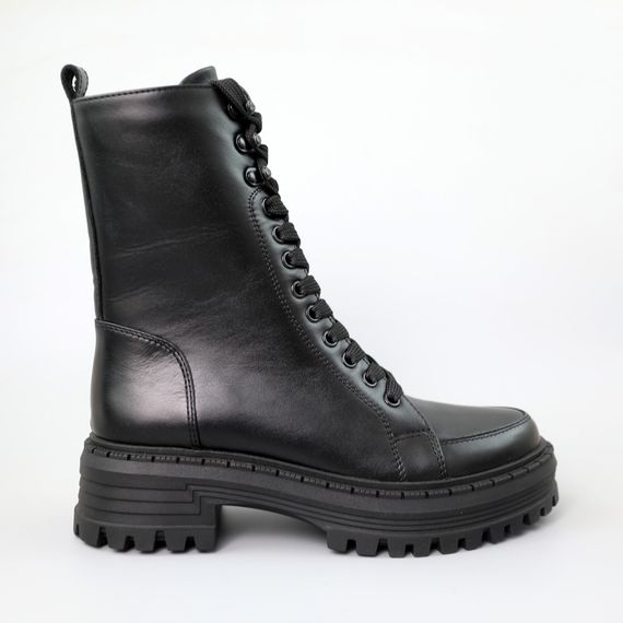 Черевики жіночі шкіряні хутро 590575 Чорні 36 37 38 40 41