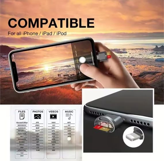 Адаптер для читання Micro TF SD-карт, конвертер для Iphone Ipad OTG в Micro SD | Зображення 3