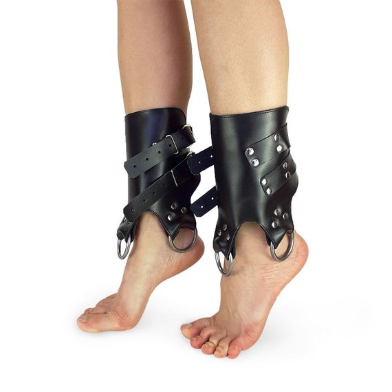 Поножи манжеты для подвеса за ноги Art of Sex Leg Cuffs For Suspension из натуральной кожи, Черный, One Size | Зображення 1