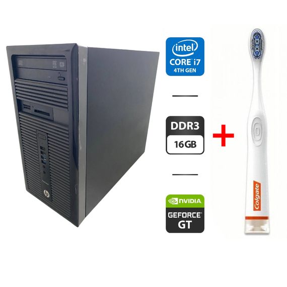 Комп'ютер HP ProDesk 490 G1 Tower / Intel Core i7-4770 (4 (8) ядра по 3.4 - 3.9 GHz) / 16 GB DDR3 / 128 GB SSD + 1000 GB HDD / nVidia GeForce GT 620, 2 GB GDDR3, 128-bit / DVD-ROM б/в + Подарунок Розумна зубна щітка Colgate Connect M1 / Bluetooth