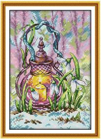 Набір для вишивання за нанесеною на канву схемою "Spring Lantern". AIDA 14CT printed 21*30 см