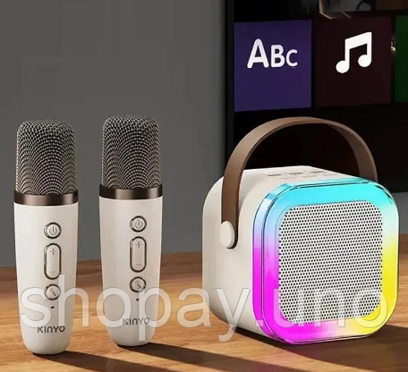 Детский набор Караоке Два беспроводных микрофона + Колонка · RGB подсветка · Bluetooth | Зображення 2