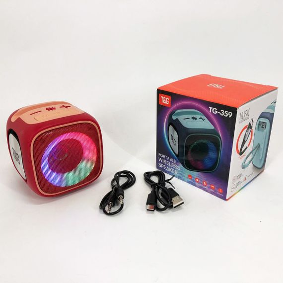 Портативна Bluetooth колонка TG359 7W з RGB підсвічуванням, Гучна блютуз колонка. Колір: червоний | Зображення 3
