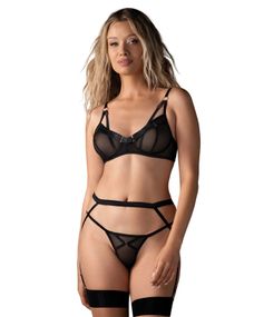 Комплект Obsessive Euridia 3-pcs set XS/S, Черный, XS/S
