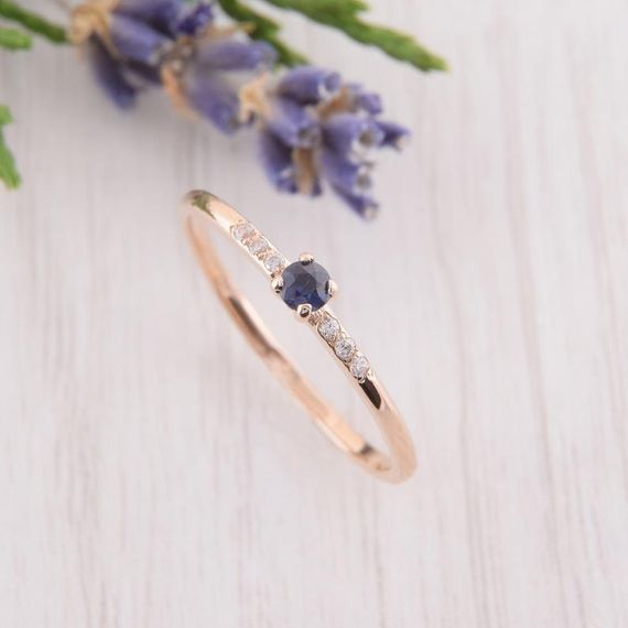 Кольцо из красного золота с сапфиром и бриллиантами 16.5 | Зображення 3