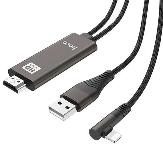 Кабель-переходник Hoco UA14 USB - Lightning - HDMI, 2 м | Зображення 2