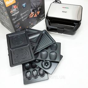 Компактна електрична вафельниця RAF, Сендвічниця мультипекар, Гриль для дому для шашлику OE-10