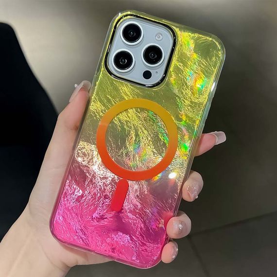 Чехол TPU Shiny Mountain (MagFit) для Apple iPhone 16 Pro (6.3") Yellow / Pink | Зображення 1