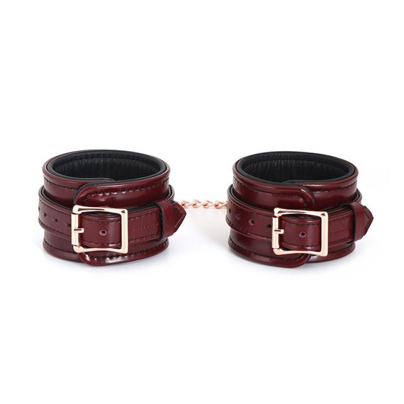 Шкіряні поножі Liebe Seele Wine Red Ankle Cuffs, знімний ланцюжок-кріплення Sex Aura
