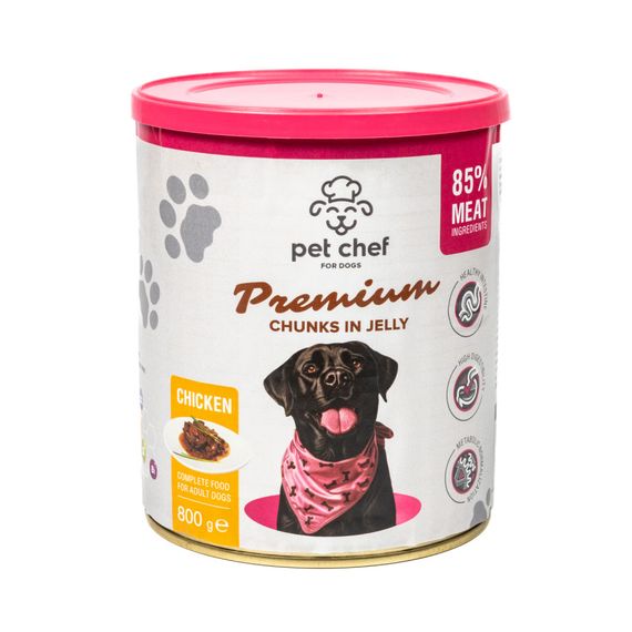 Вологий корм для собак Pet Chef шматочки в желе з куркою 800 г | Зображення 4