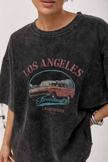 Футболка в стилі тай-дай із принтом авто - чорний цвет, ONE SIZE (є розміри) | Зображення 3