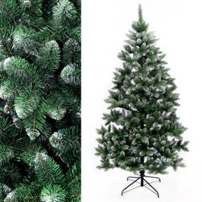 Новорічна штучна ялинка Elegant 180см зелена з білими кінчиками на металевій підставці