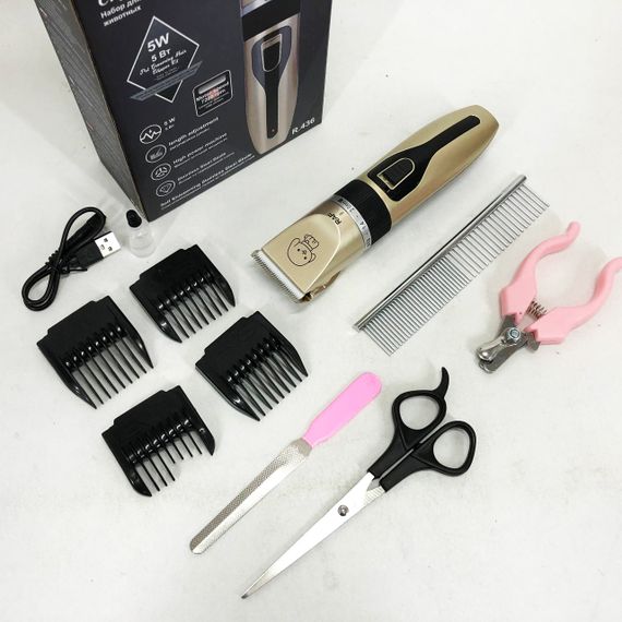 Машинка для стрижки собак і котів триммер машинки для грумінгу RAF R.436 набір для стрижки тварин | Зображення 1