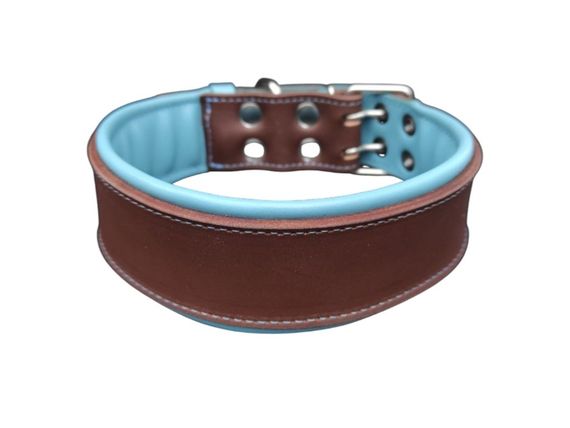 Нашийник шкіряний "Lockdog" для собак brown&blue