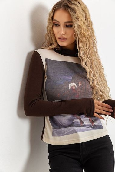 Світшот жіночий, колір коричнево-молочний, 167R746 | Зображення 1