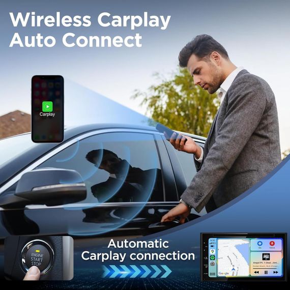 Бездротовий адаптер CarPlay для iPhone, перетворення дротового Карплей для авто, з Wi-Fi 5 ГГц, Bluetooth, USB-A USB-C чорний | Зображення 1