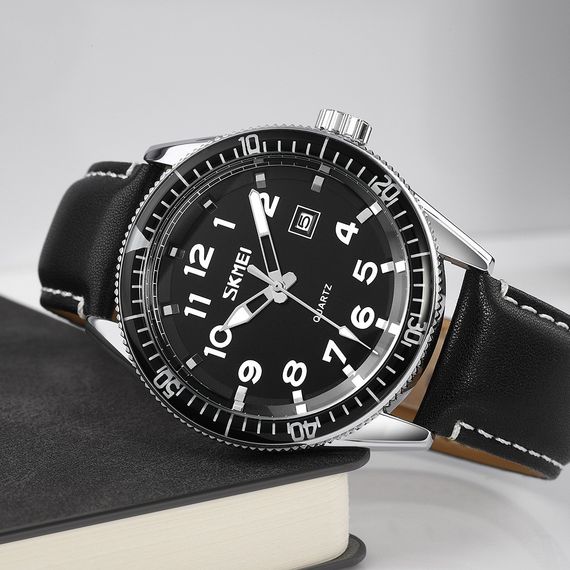 Годинник S2kmei 9232LSIBK Silver-Black Leather | Зображення 2
