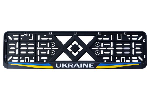 Рамка номерного знака пластикова чорна Ukraine (шовкотрафарет, клямка знизу) 12 Atelie 9516271