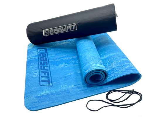 Коврик для йоги та фітнесу EasyFit PER Premium Mat 8 мм синій + Чехол (EF-1930s-1-BL)