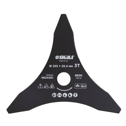 Ніж до садового тримера d255*25,4мм 3T гострокінцевий SIGMA