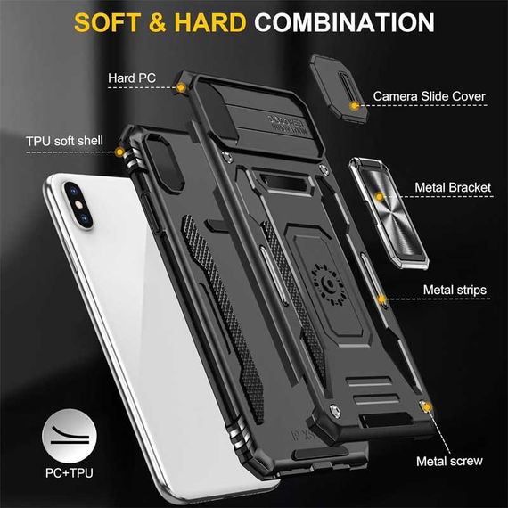 Ударопрочный чехол Camshield Army Ring для Apple iPhone X / XS (5.8") Черный / Black | Зображення 4