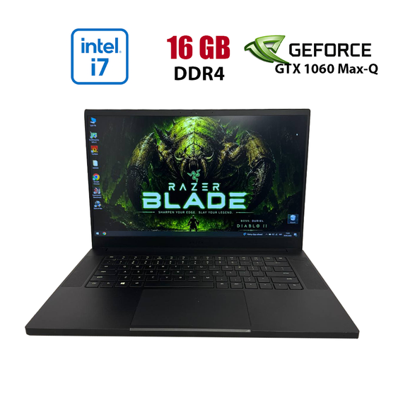 Ігровий ноутбук Razer Blade 15 RZ09-02705 / 15.6" (1920x1080) IPS / Intel Core i7-8750H (6 (12) ядер по 2.2 - 4.1 GHz) / 16 GB DDR4 / 512 GB SSD / nVidia GeForce GTX 1060 Max-Q, 6 GB GDDR5, 192-bit / WebCam б/в