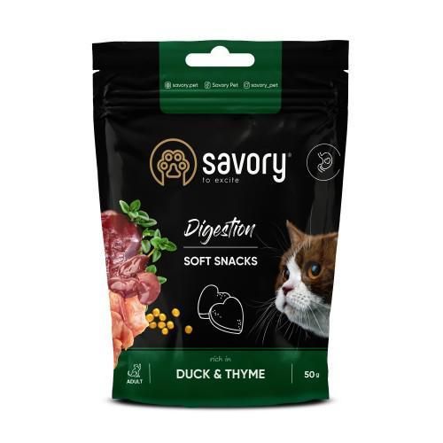 Мягкие лакомства Savory для улучшения пищеварения кошек, утка с тимьяном, 50 г