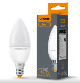 Лампа LED C37e 3,5W E14 4100 К 220 Videx