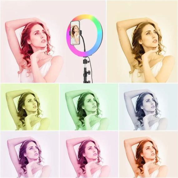 Кольцевая RGB селфи - лампа, 26 см | Зображення 1