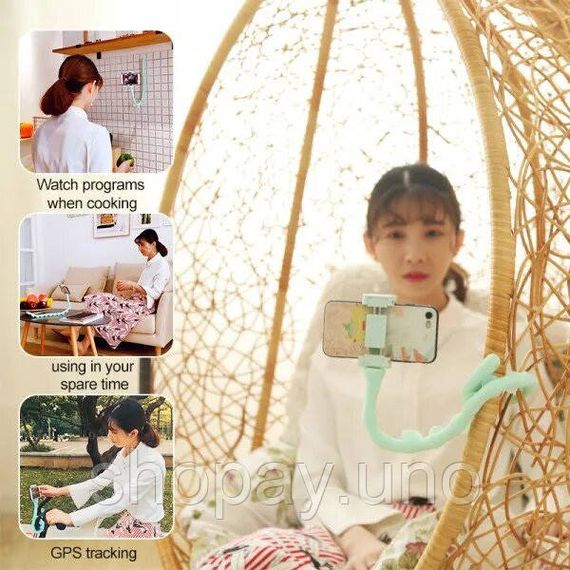 Гнучкий тримач для телефону з універсальними присосками Cute Worm Lazy Holder. Колір: чорний IL-80 | Зображення 4