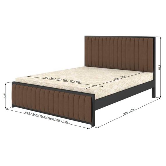 Двоспальне дерев'яне ліжко Mebigrand Відень Вільха/Аляска 93 (Сірий) 180х200 см (MBG-9958) | Зображення 2