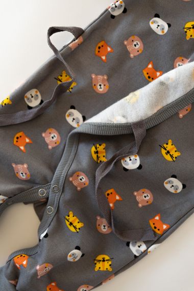 Ромпер кімоно з начосом, принт Мордочки від народження до 6 міс | Зображення 2