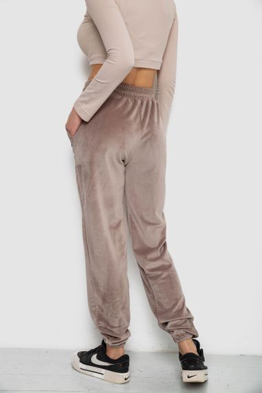 Штани жіночі велюрові, колір мокко, 238R58473-1 | Зображення 3