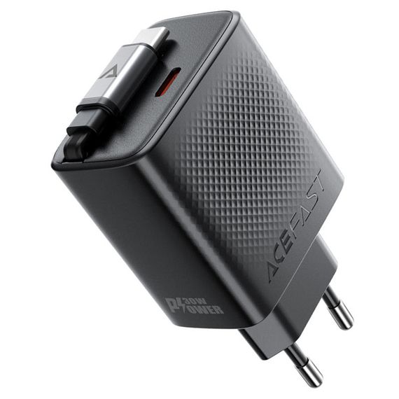 СЗУ Acefast A110 GaN With Retractable Cable Type-C PD30W (1USB-C) Black | Зображення 3