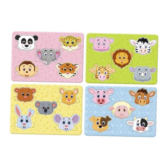 Деревянный пазл "Веселые мордочки" Ubumblebees (ПСД029) PSD029 дорожный вариант