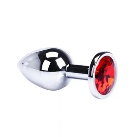 Анальна пробка із медичної сталі з червоним кристалом (Розмір M)