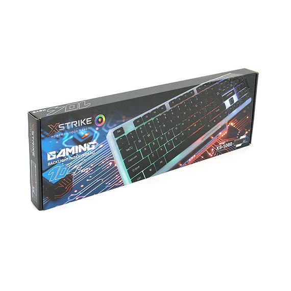 Клавиатура USB XSTRIKE XS-1080, довж. кабеля 135см, RGB подсветки, 445х145х35мм | Зображення 1