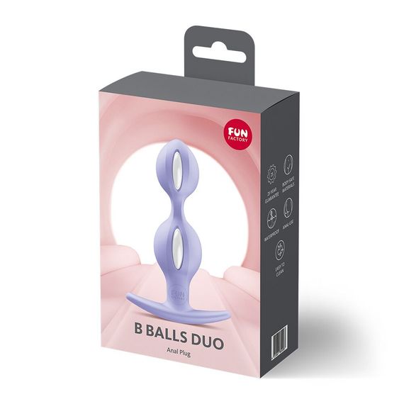 Анальні кульки Fun Factory B BALLS DUO Purple, ефект вібрації, діаметр 3,2 та 3,6 см | Зображення 3