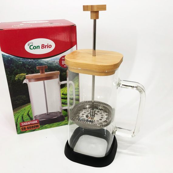 Френч-пресс Con Brio CB-6680W 800 мл, Френч-пресс с ручкой, Френч-пресс для кофе, Френч-пресс для чая | Зображення 3